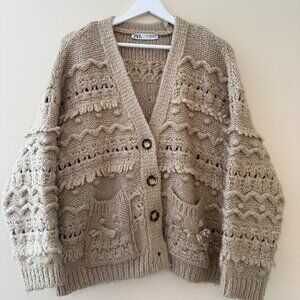 Zara Beige Knit Cardigan